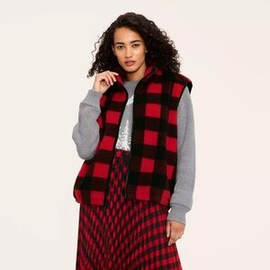 Woolrich x Target Adult Buffalo Check Fleece Vest Black/Red